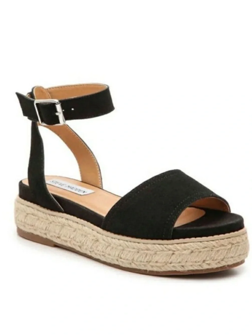 NWOT Steve Madden Gabi Black Espadrille Platform Sandals